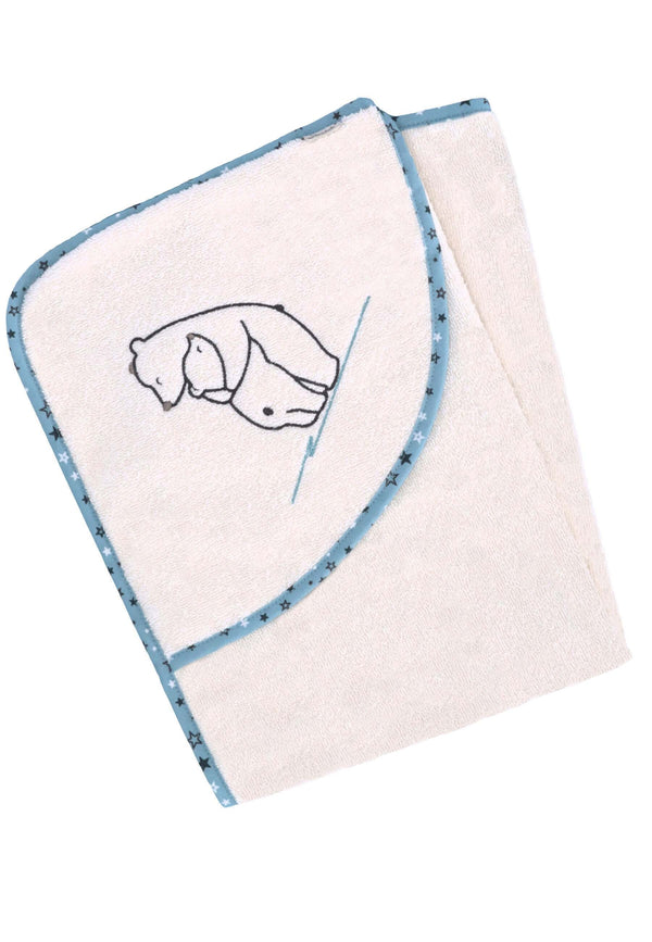 Sterntaler GOTS Kapuzen-Badetuch 80x80cm Eisbär Elia - weiss