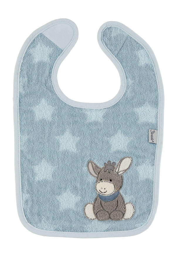 Sterntaler Klettlätzchen mit Nässeschutz Esel Emmi in Mittelblau