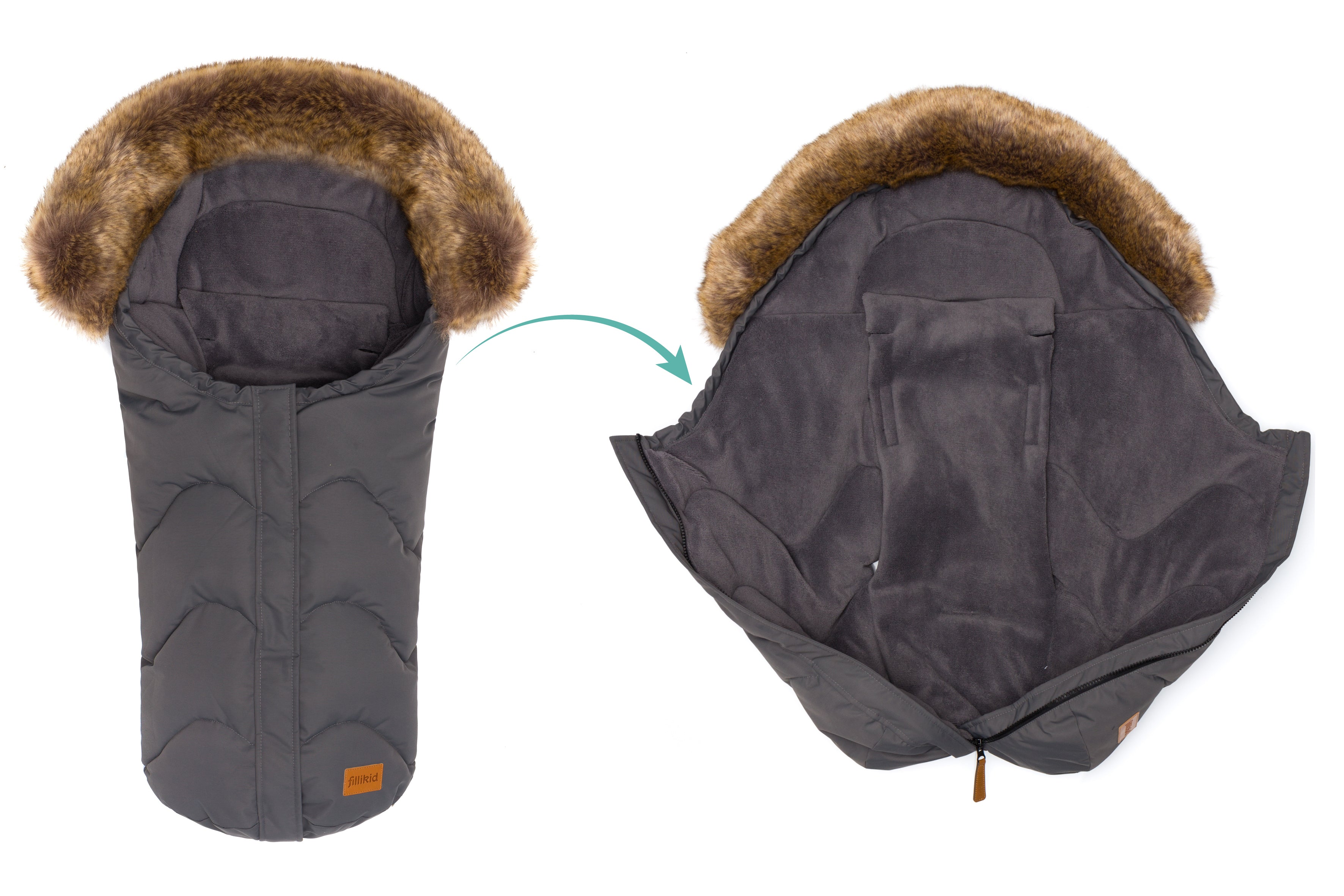 Fillikid Winterfusssack Lhotse für Wanne oder Babyschale grau