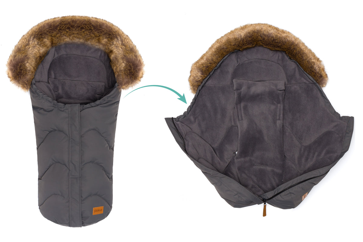 Fillikid Winterfusssack Lhotse für Wanne oder Babyschale grau