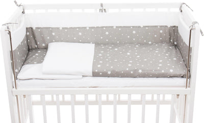 Fillikid Beistellbett 40x90 cm Cocon Plus weiss inkl. Bettwäsche-Set Stars (geeignet für Boxspringbetten)