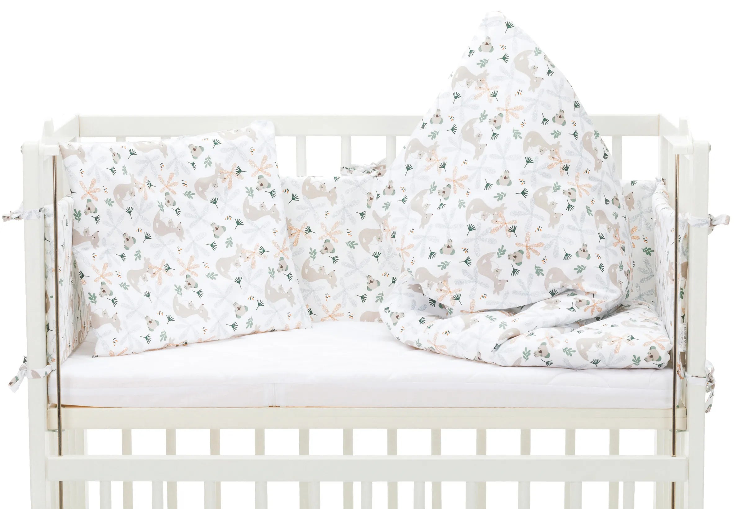 Fillikid Beistellbett 45x90 cm Nino weiss inkl. Bettwäsche-Set Luxe Kangaroo - nur solange Vorrat