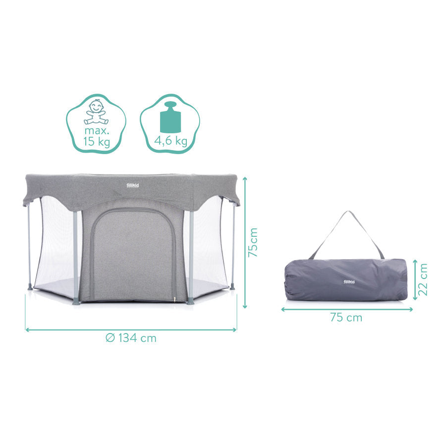 Fillikid Laufgitter 6-eckig Hexagon grau