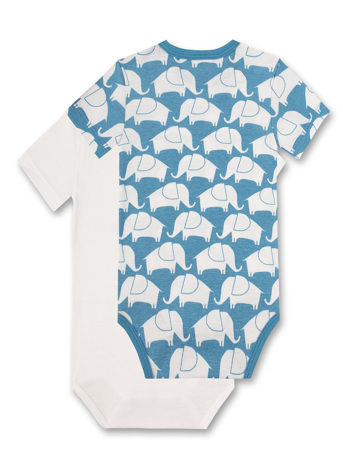 Sanetta 2er Pack Body kurzarm Blau Weiss Elefant