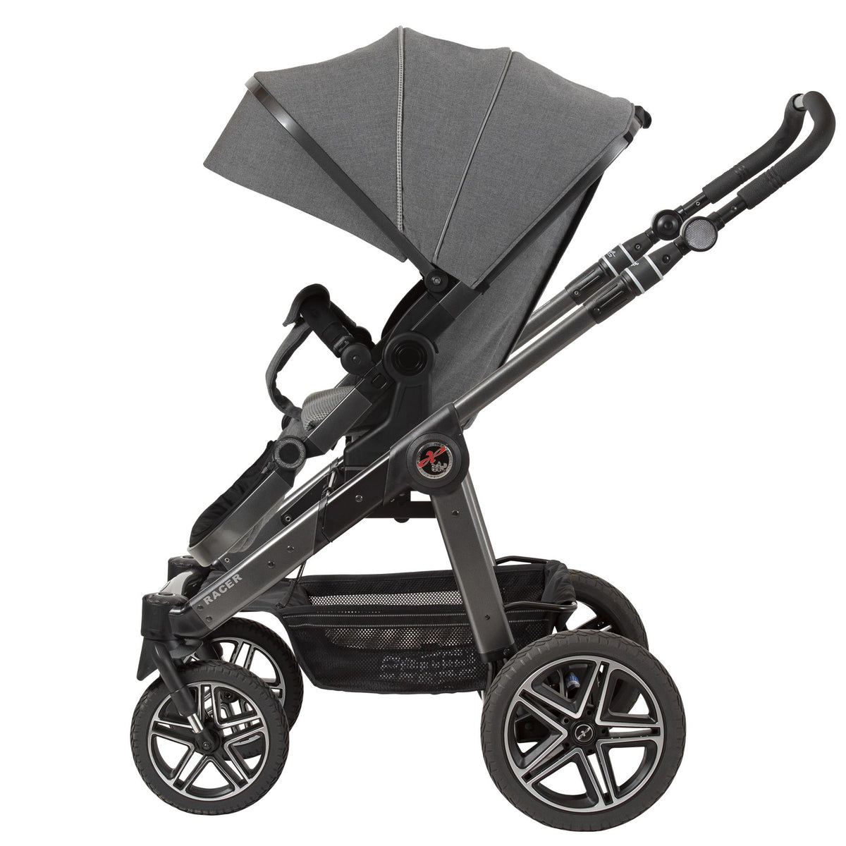 Hartan Kinderwagen Racer GTX mit Handbremse cozy grey 210 mit Falttasche