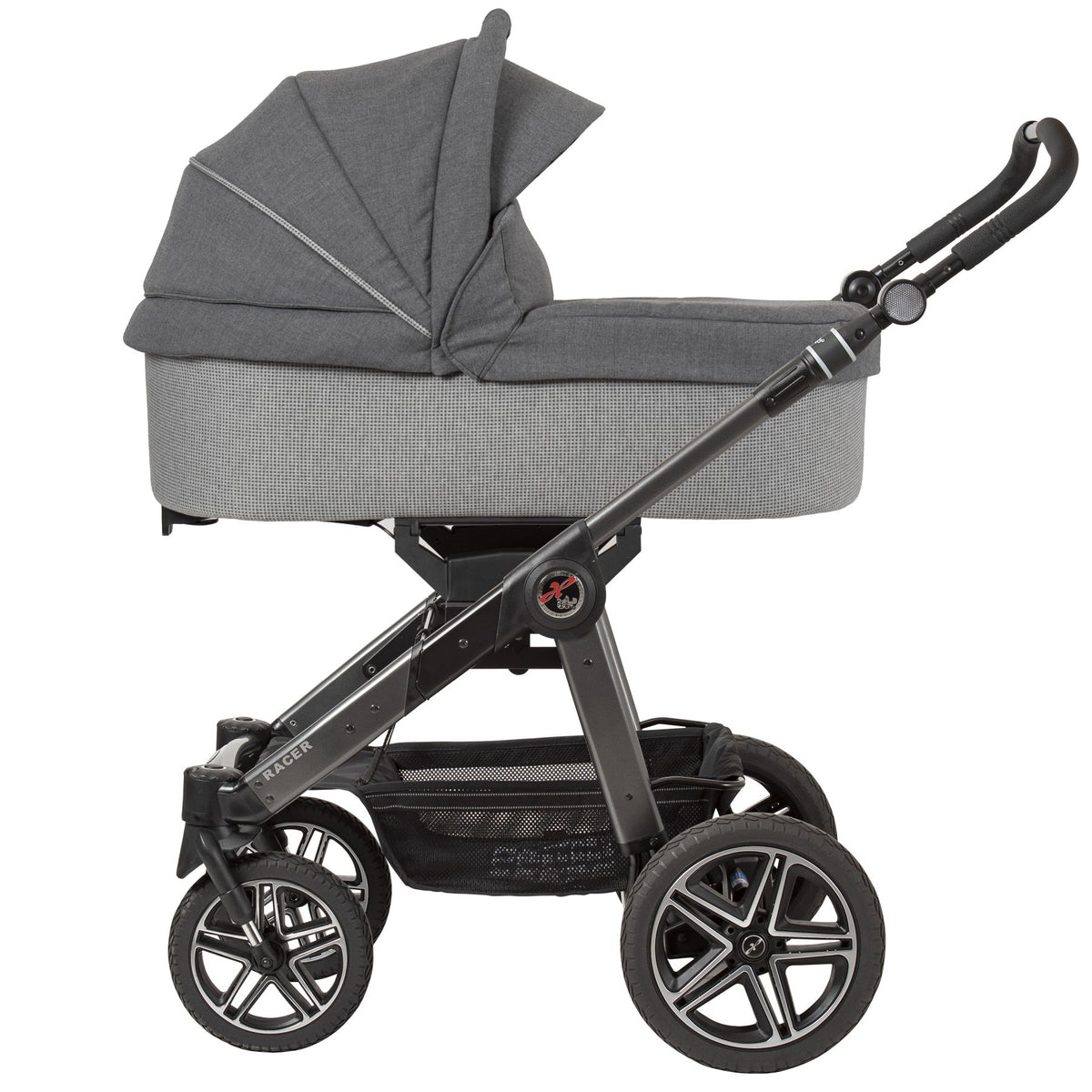 Hartan Kinderwagen Racer GTX mit Handbremse cozy grey 210 mit Falttasche