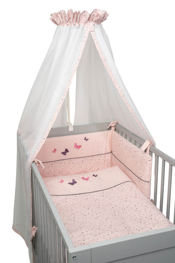 BeBe´s Collection - 3D Schmetterlinge Bett Set 3-teilig - rosa