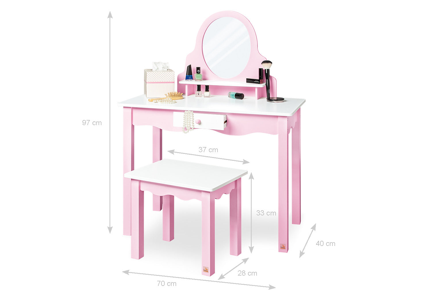 Pinolino Kinderschminktisch 'Jasmin' inkl. Hocker, 2-tlg.