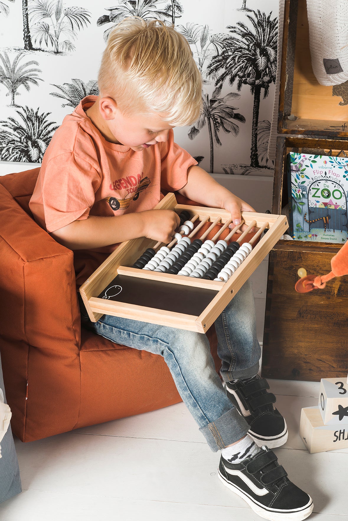 Jollein Zählrahmen aus Holz mit Kreidetafel Grey/Black