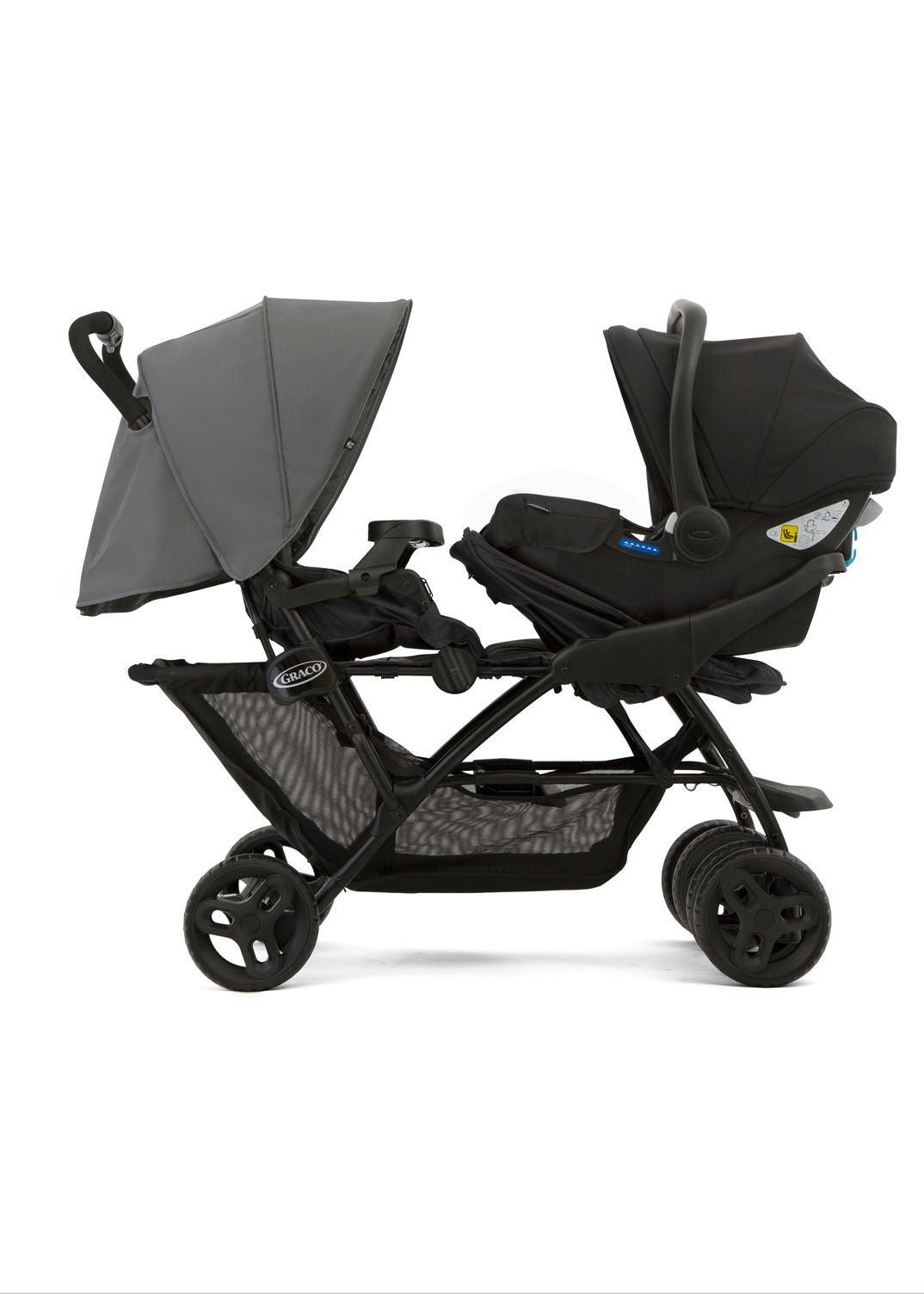 Graco Stadium Duo Geschwisterbuggy mit Snugride iSize Babyschale - Titanium