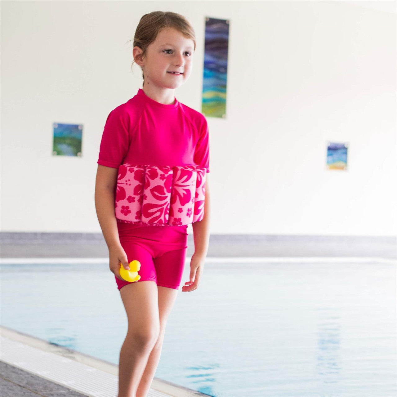 Konfidence Badeanzug mit Schwimmhilfe Hibiscus