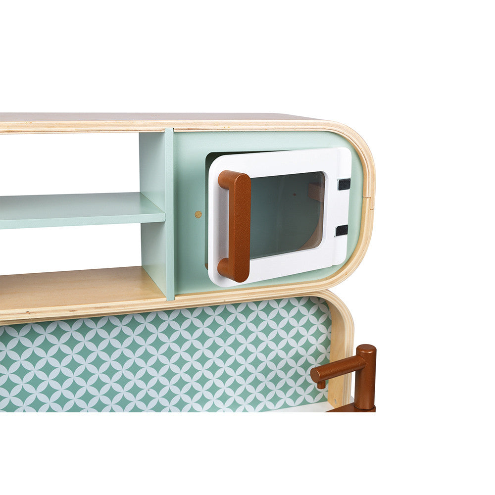 Janod Küche Reverso grosses Model mit viel Zubehör beidseitig Bespielbar, aus Holz