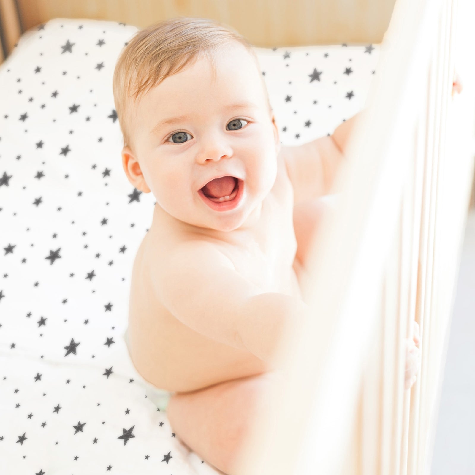 Kushies Fixleintuch Flanell Sterne hellblau 70x140cm