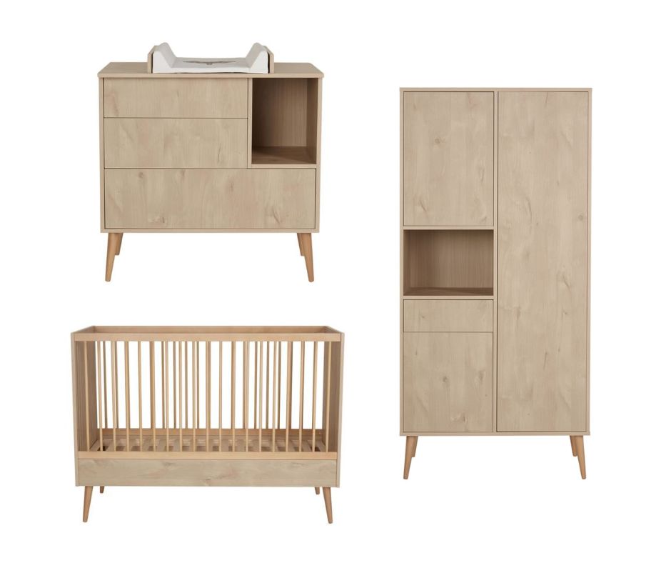 Quax Cocoon Kinderzimmer 3-teilig inkl. Wickelaufsatz Natual Oak