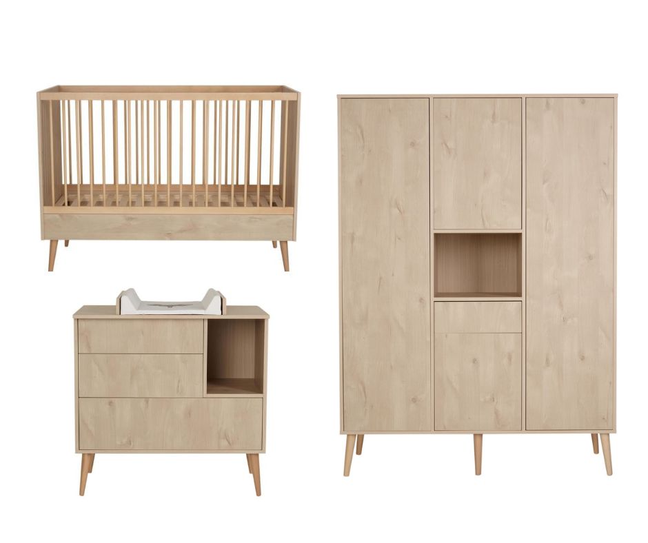 Quax Cocoon Kinderzimmer 3-teilig inkl. Wickelaufsatz Natual Oak