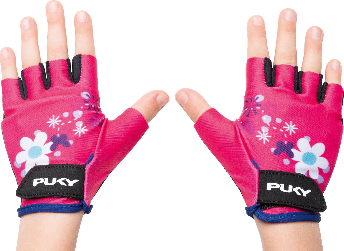 Puky Glovy Fahrrad-Kinderhandschuhe Flower pink