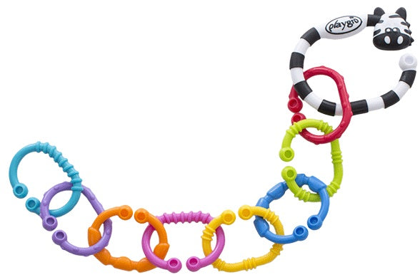 Playgro Beissring Rasselkette Zebra 9-teilig
