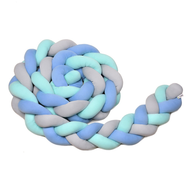 T-TOMI geflochtene Bettschlange 180 cm blau + grau + mint