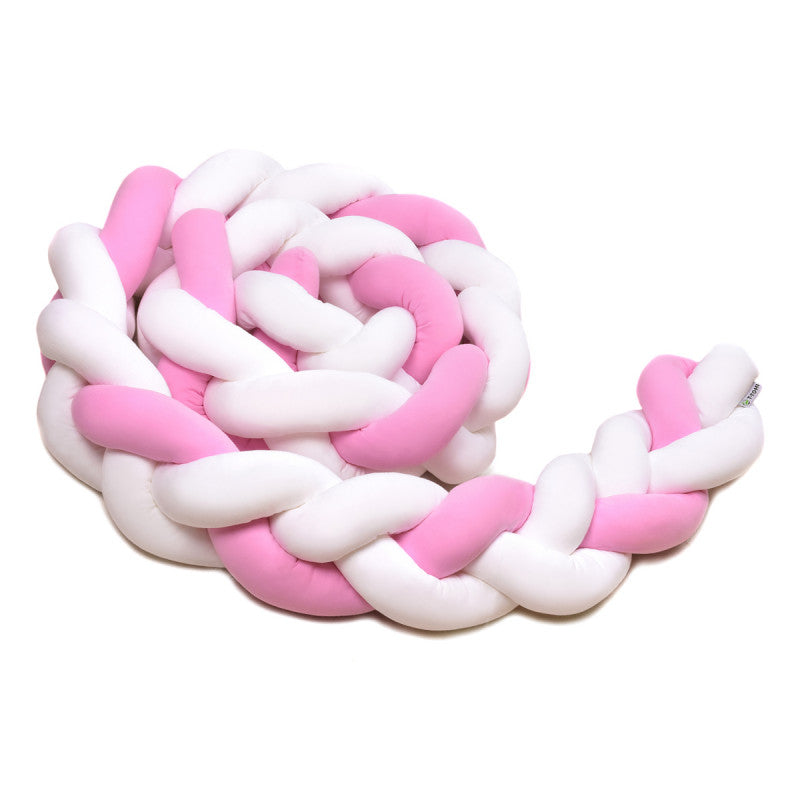 T-TOMI geflochtene Bettschlange 360 cm - White + Pink