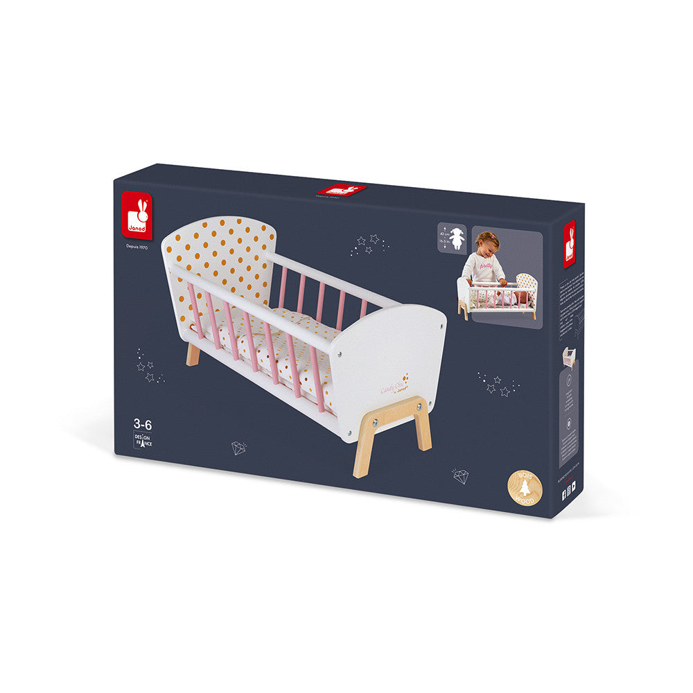 Janod Puppen-Bett Candy Chic mit Zubehör