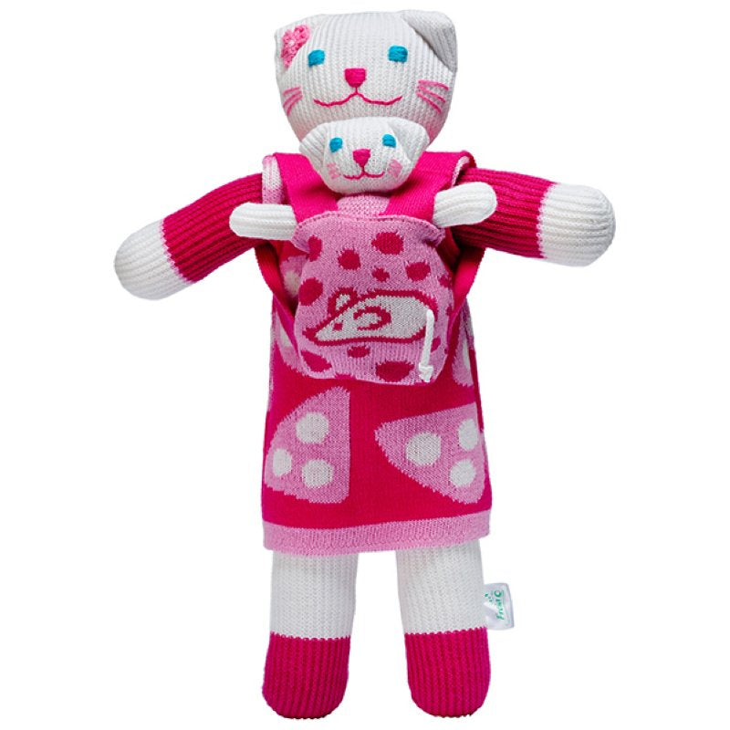 Mami &amp; Baby Strickpuppe 30cm Katze