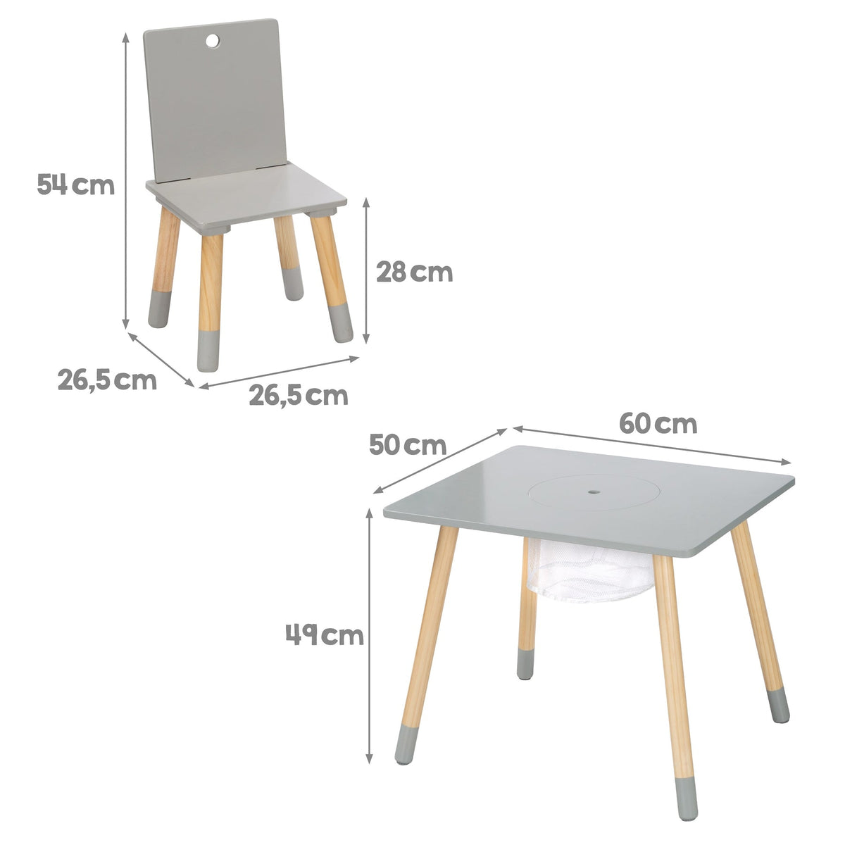 Roba Kindersitzgruppe Holz grau lackiert