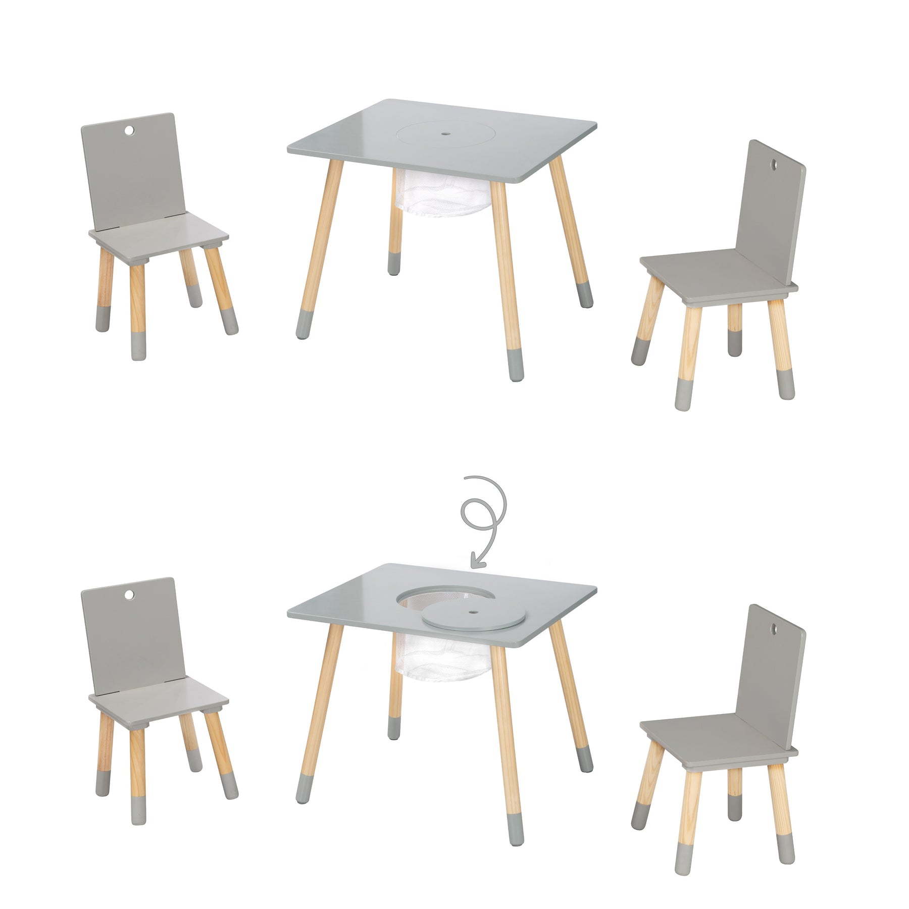 Roba Kindersitzgruppe Holz grau lackiert