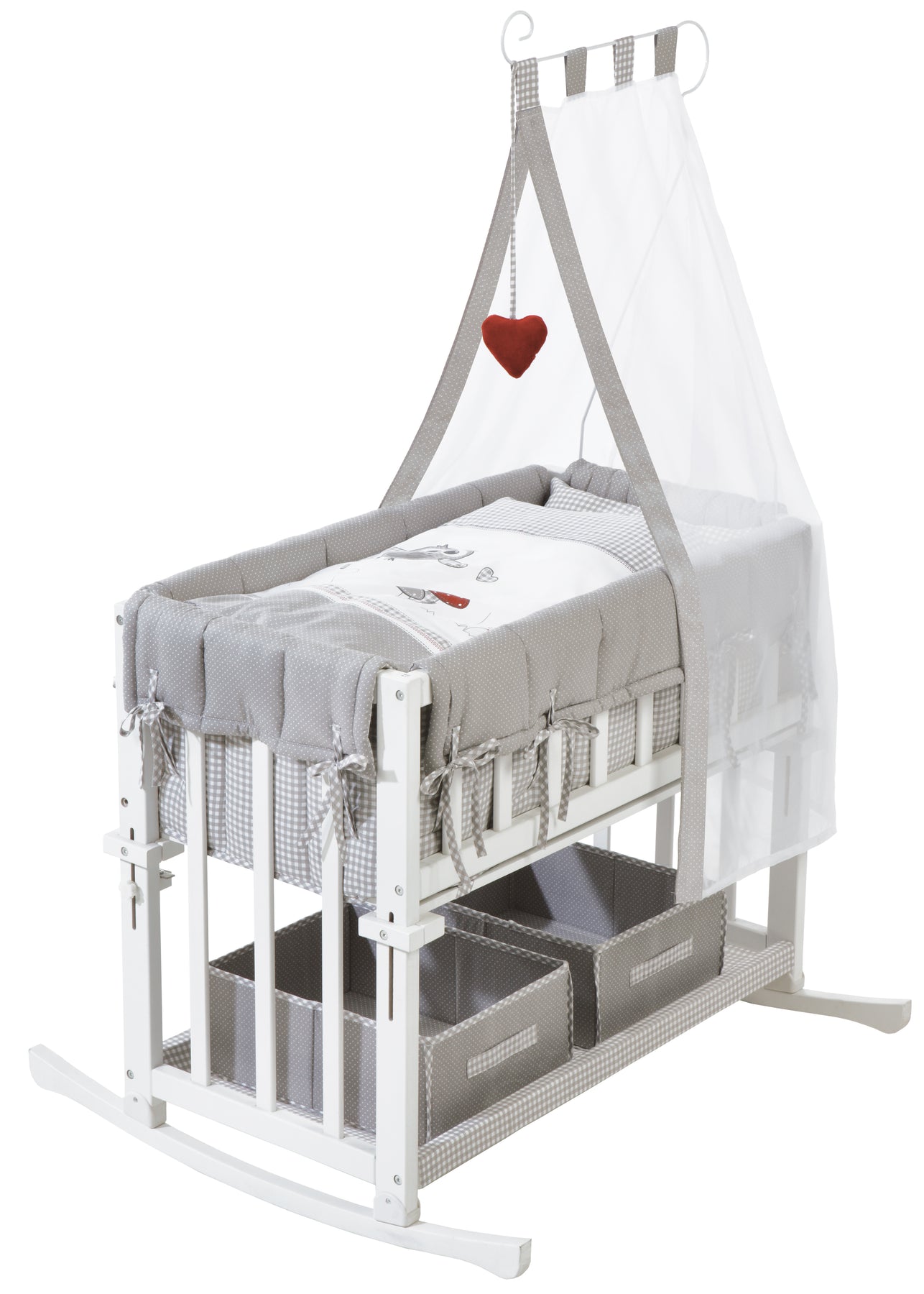 Roba Stuben- & Beistellbett 4 in 1 Adam & Eule inkl. kompletten Bettzubehör