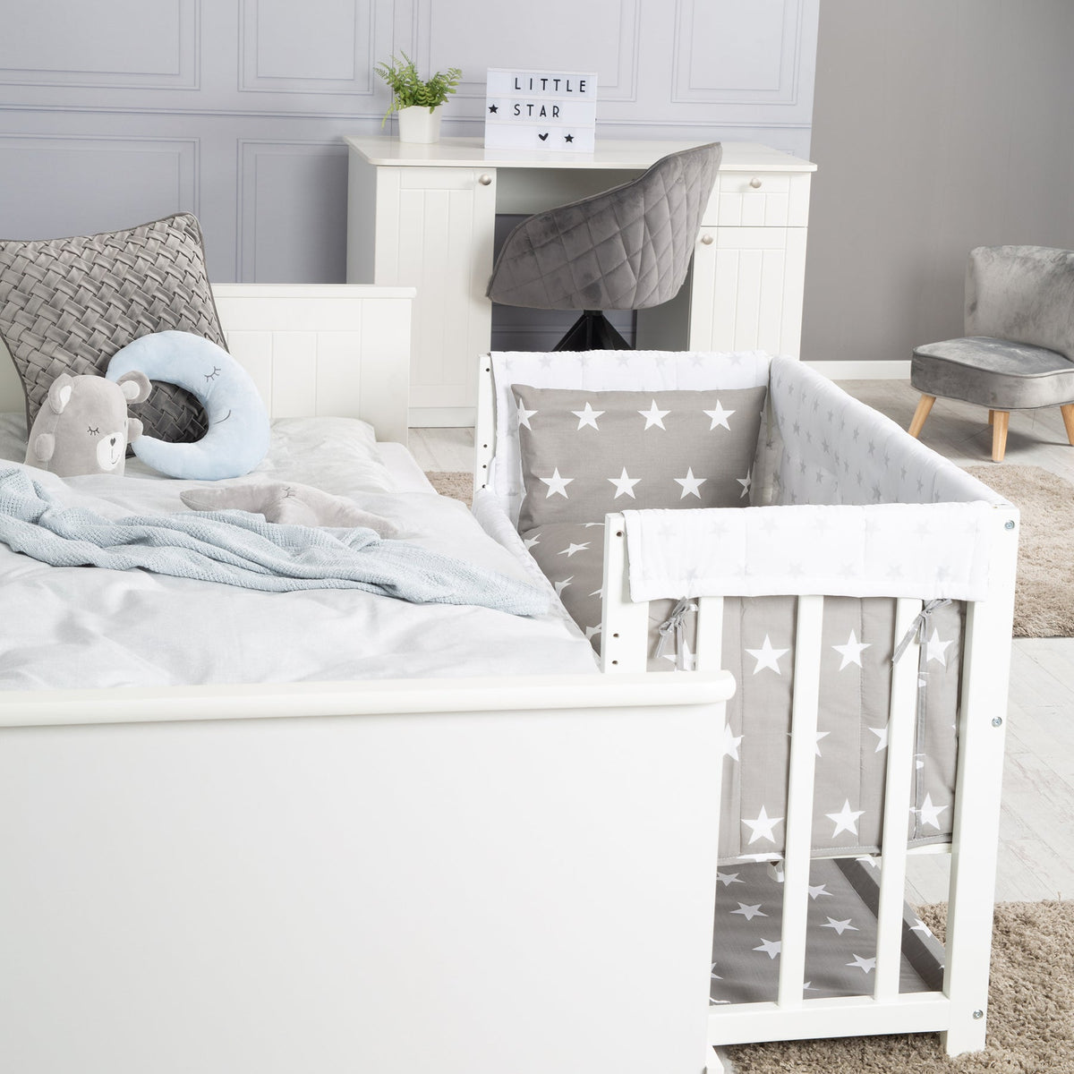 Roba Stuben- &amp; Beistellbett 3 in 1 Little Stars inkl. Bettzubehör *SALE*