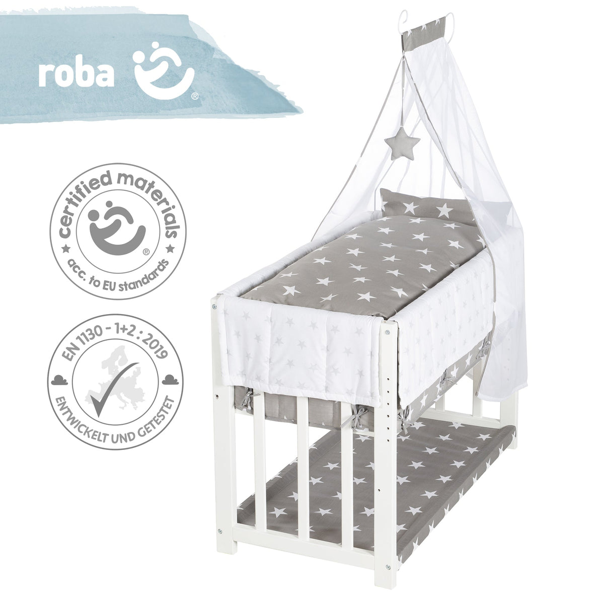 Roba Stuben- &amp; Beistellbett 3 in 1 Little Stars inkl. Bettzubehör *SALE*