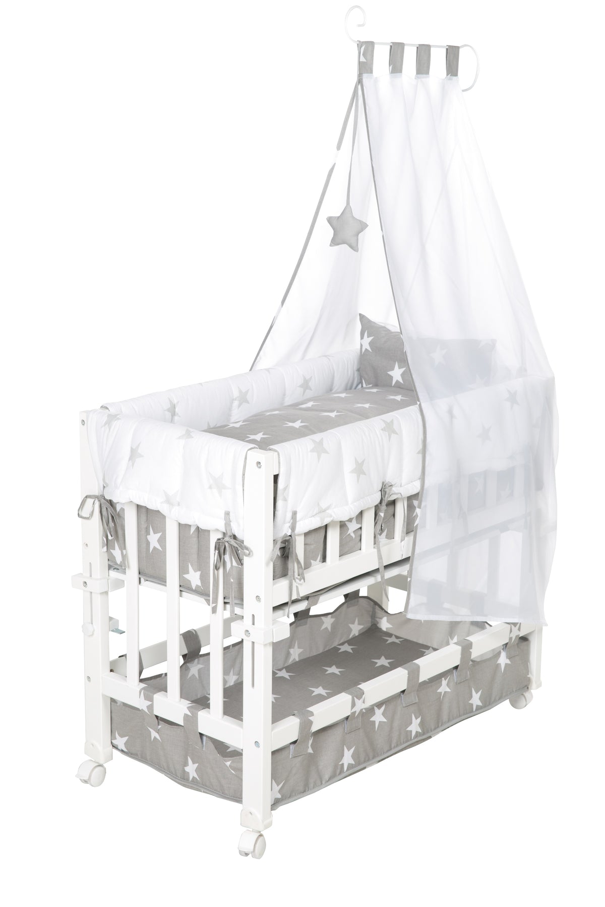 Roba Stuben- &amp; Beistellbett 3 in 1 Little Stars 4 Rollen inkl. Bettzubehör *SALE*