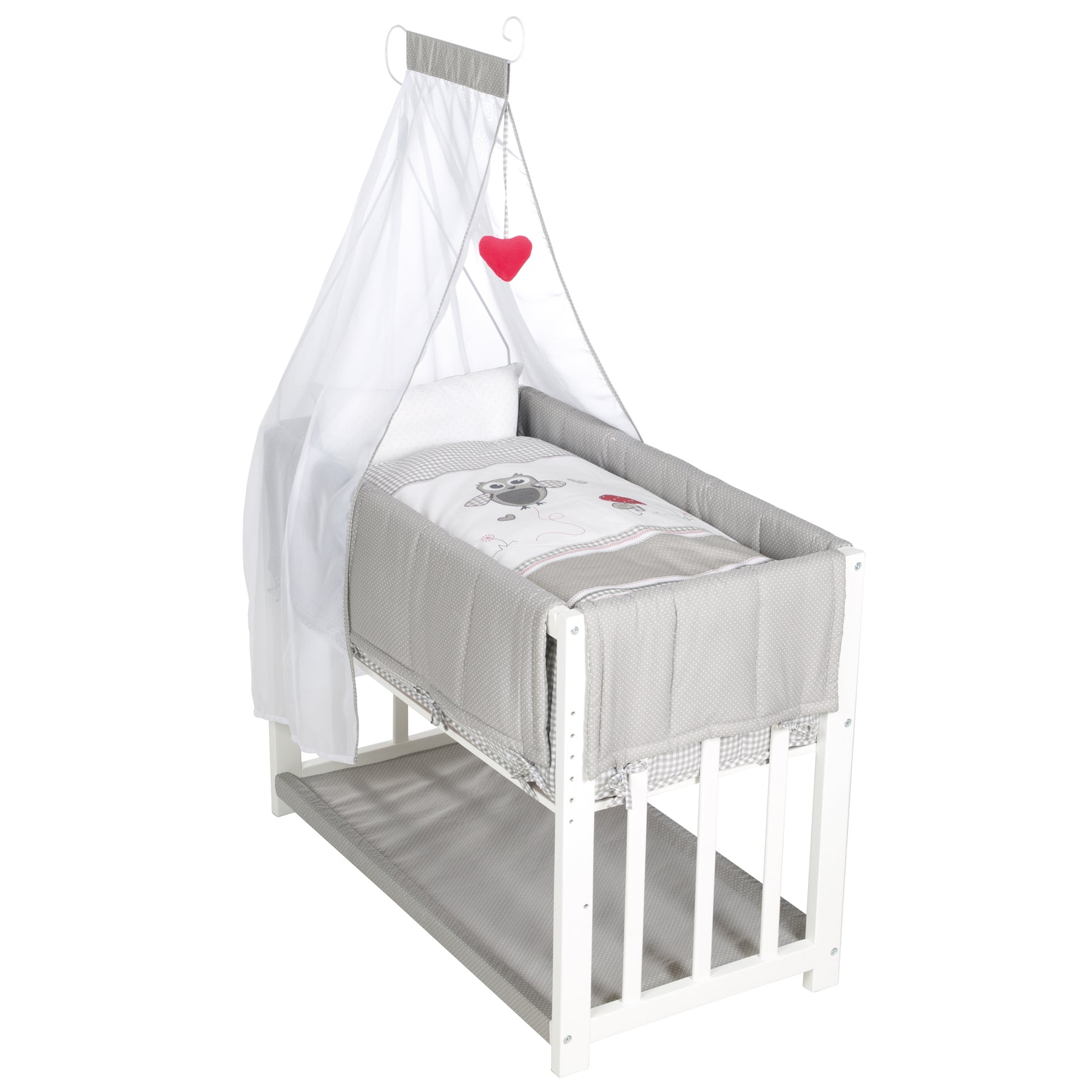 Roba Stuben- & Beistellbett 4 in 1 Adam & Eule inkl. kompletten Bettzubehör