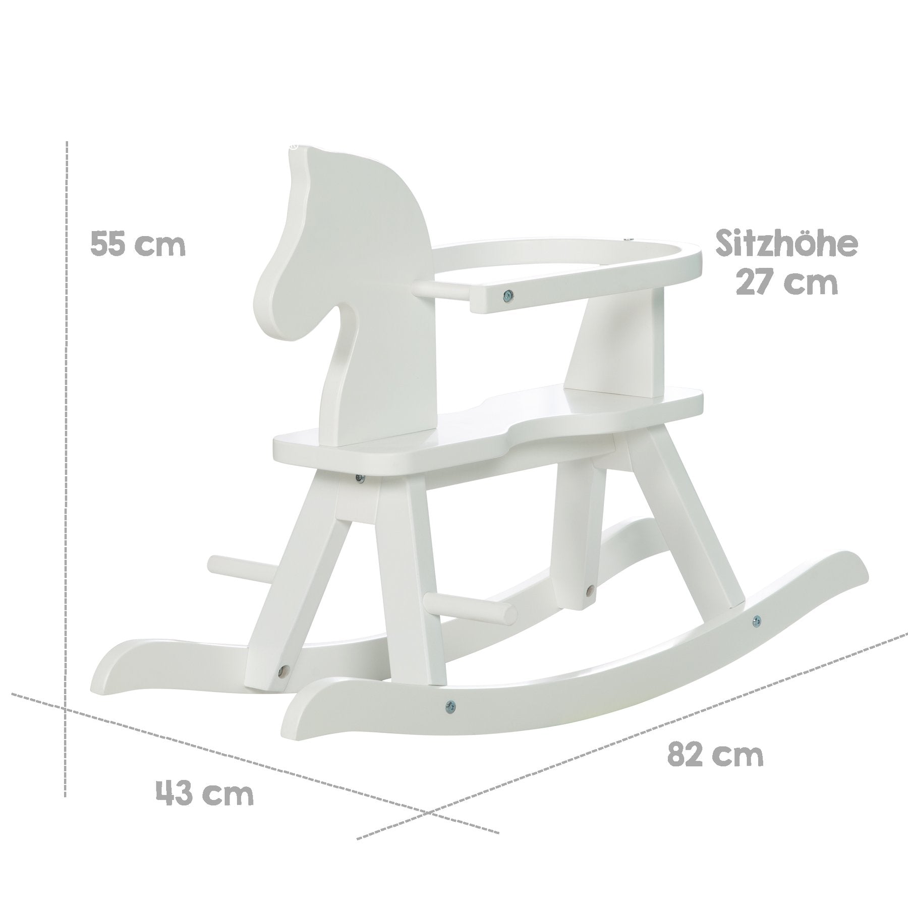 Roba Schaukelpferd aus Massivholz, mitwachsend, weiss
