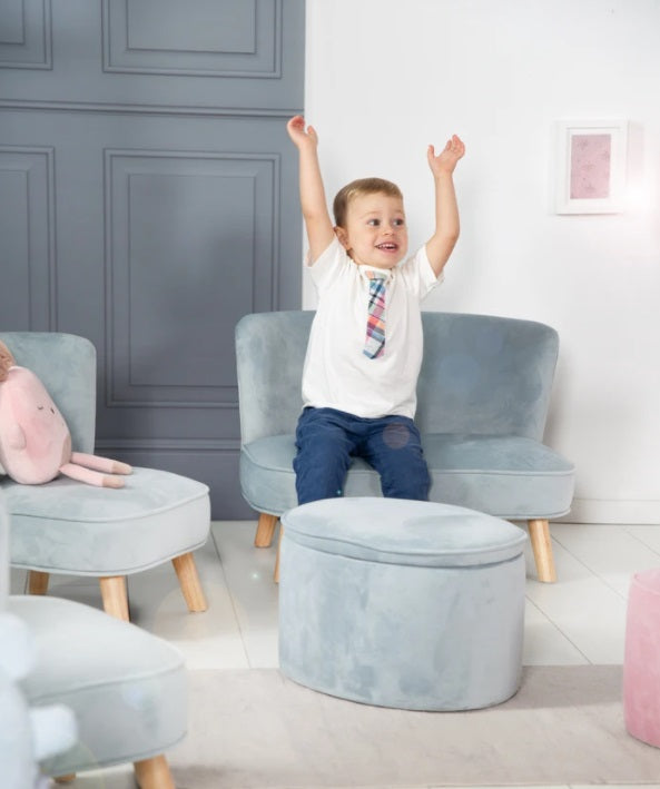 Roba Kindersofa &#39;Lil Sofa mit stabilen Holzfüssen und hellblau Samtstoff