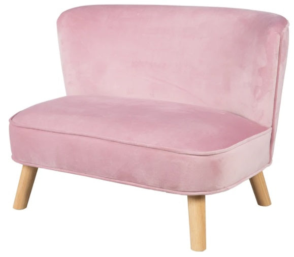 Roba Kindersofa &#39;Lil Sofa mit stabilen Holzfüssen und rosa Samtstoff