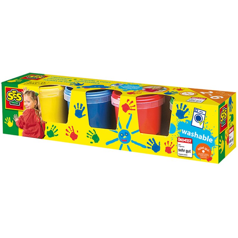 SES Fingerfarbe 4 x 150 ml gelb, rot, grün, blau