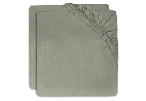 Jollein Spannbettlaken Wiege Jersey 40/50x80/90cm - Ash Green - 2 Stück