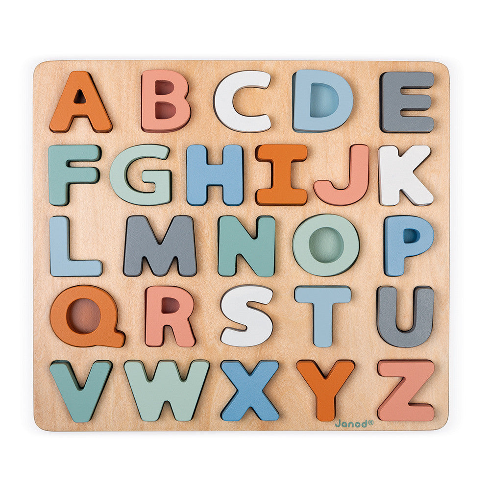 Janod Sweet Cocoon - Puzzle Alphabet Puzzle aus Holz mit Kreidetafel