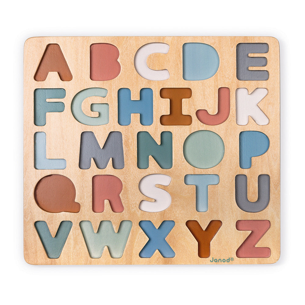 Janod Sweet Cocoon - Puzzle Alphabet Puzzle aus Holz mit Kreidetafel