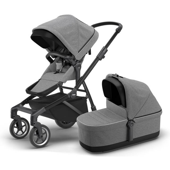 Thule Buggy Sleek Grey Melange on Black inkl. Babywanne (schwarzer Rahmen)