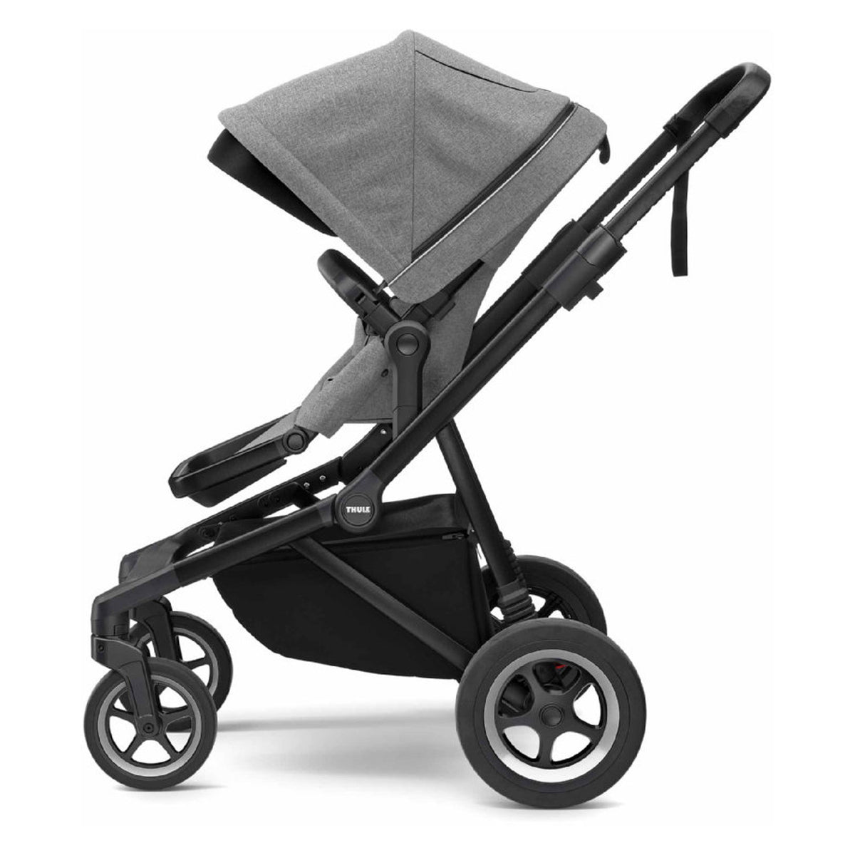 Thule Buggy Sleek Grey Melange on Black inkl. Babywanne (schwarzer Rahmen)