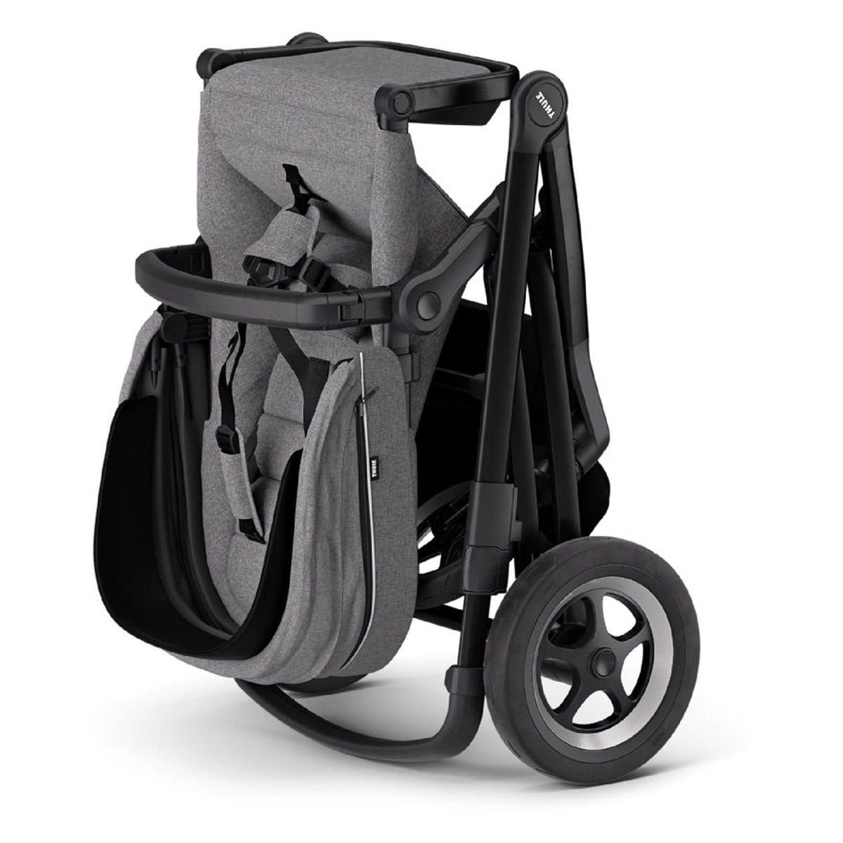 Thule Buggy Sleek Grey Melange on Black inkl. Babywanne (schwarzer Rahmen)