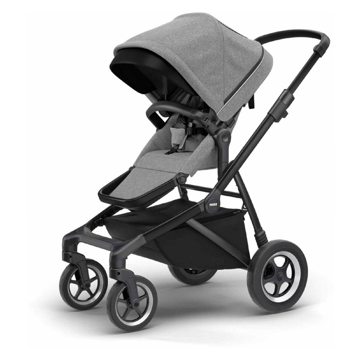 Thule Buggy Sleek Grey Melange on Black inkl. Babywanne (schwarzer Rahmen)