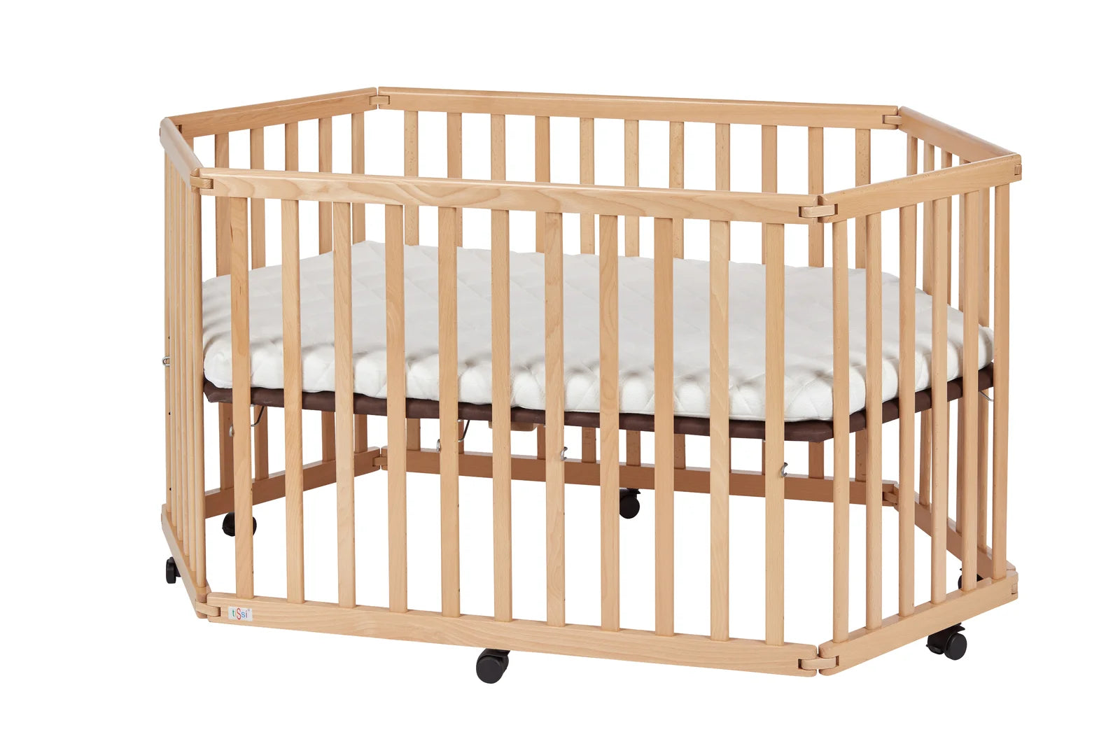 tiSsi faltbares Laufgitter 6-Eck Lies Buche natur *PROMO* Laugittereinlage gratis dazu