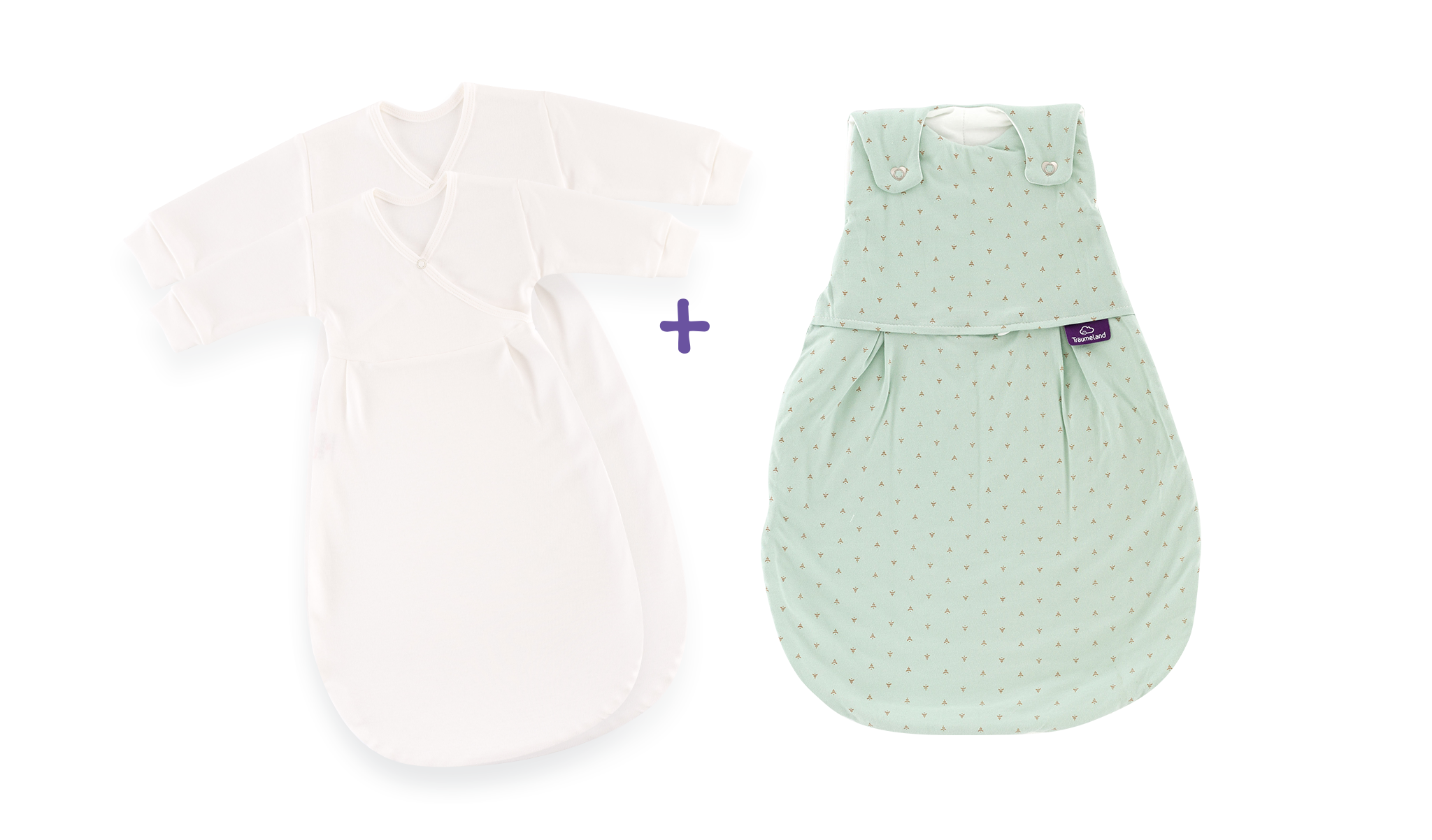Träumeland LIEBMICH Schlafsack 3tlg. Set Twister Grün - Gr. 50/56